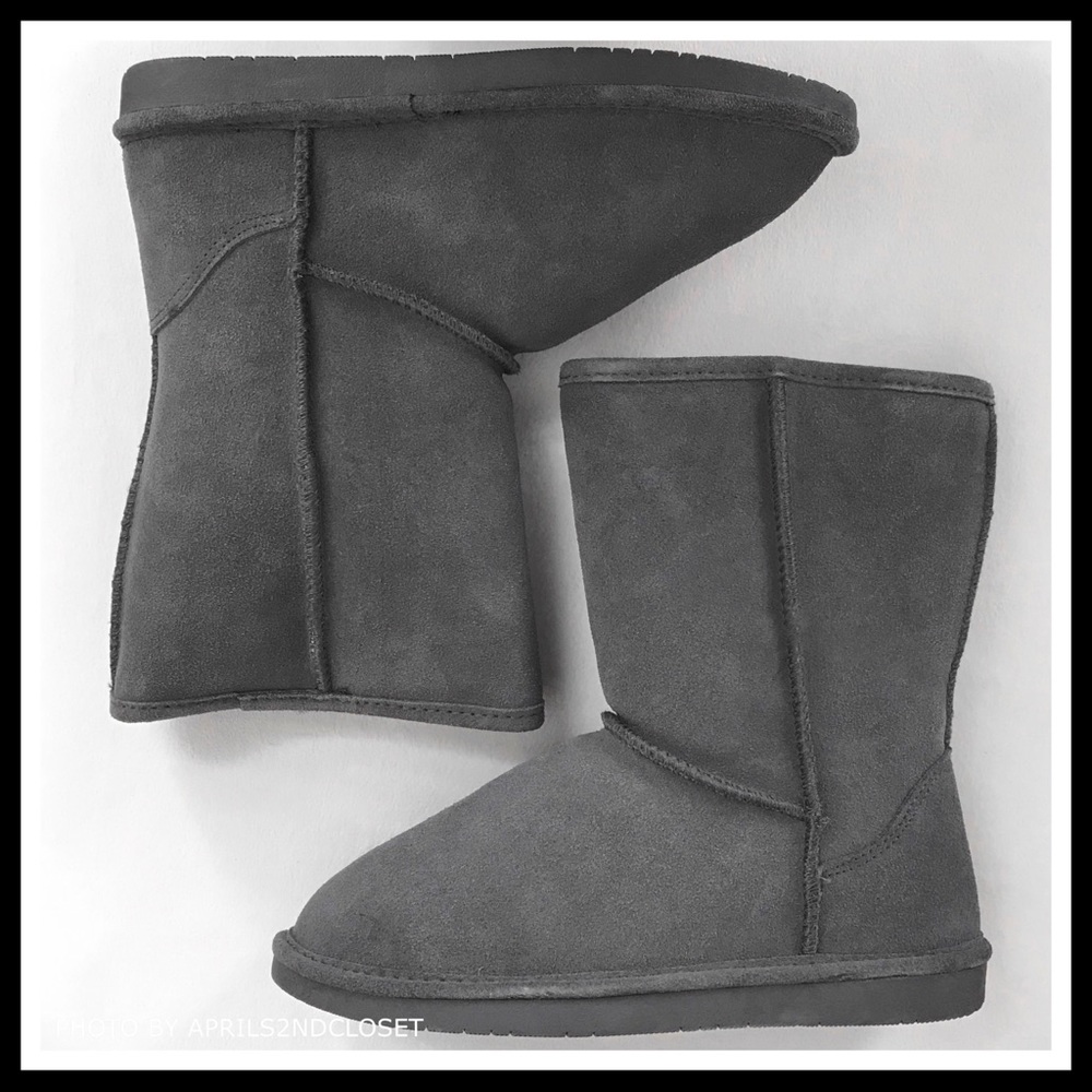 GREY SUEDE SHEARLING LINED BOOTS ANKLE BOOTIES - Picture 6 of 8